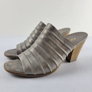 Paul Green Winston Mule Sandals Metallic Open Toe Slip On 7.5 Women Gray